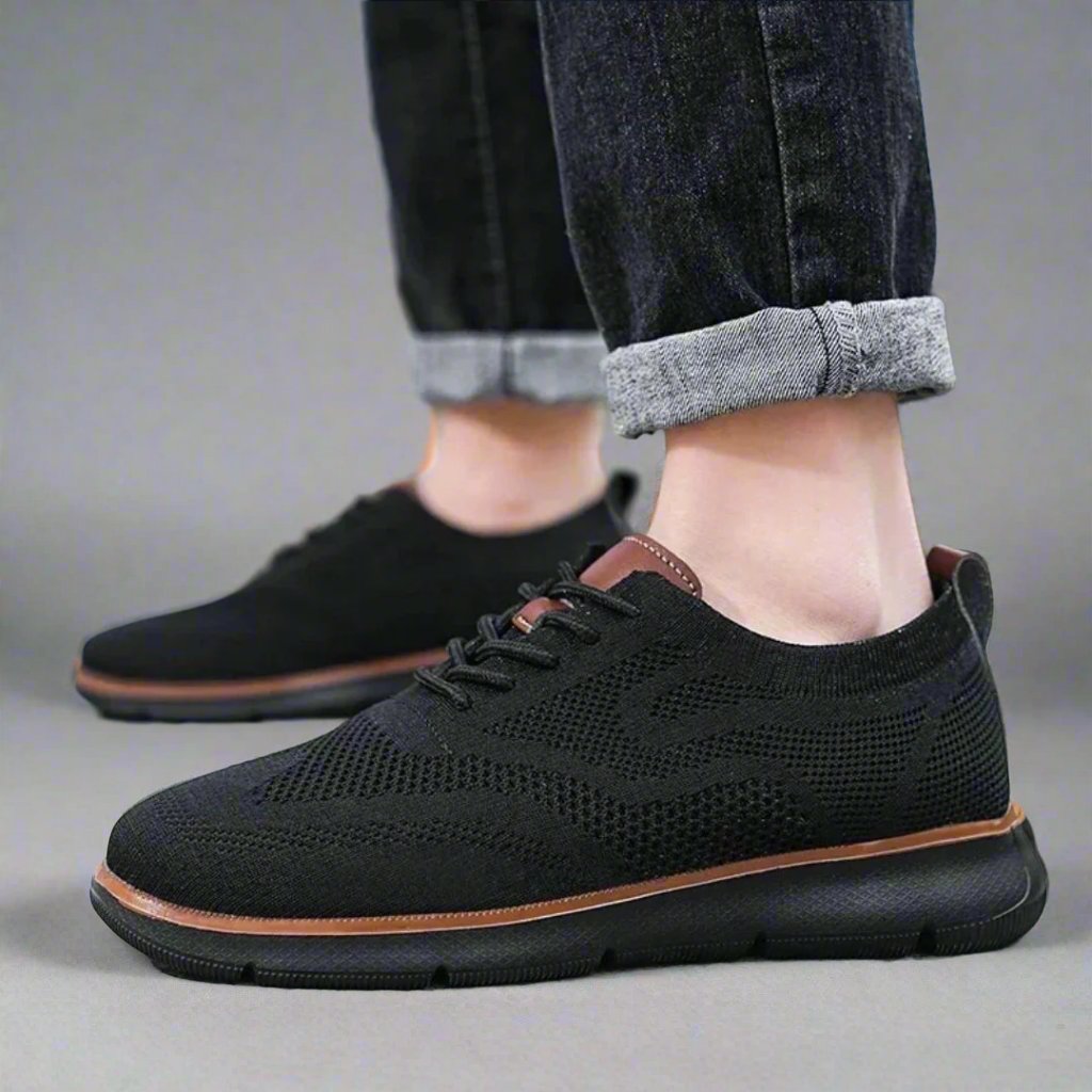 Schwarz Ergonomische Herrenschuhe mit Mesh für den Alltag