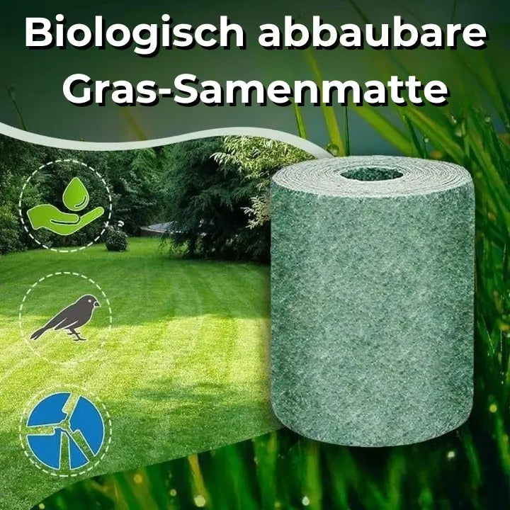1+1 Gratis: Mühelos zu einem dichten, grünen Rasen mit unserer biologisch abbaubaren Rasensamenmatte
