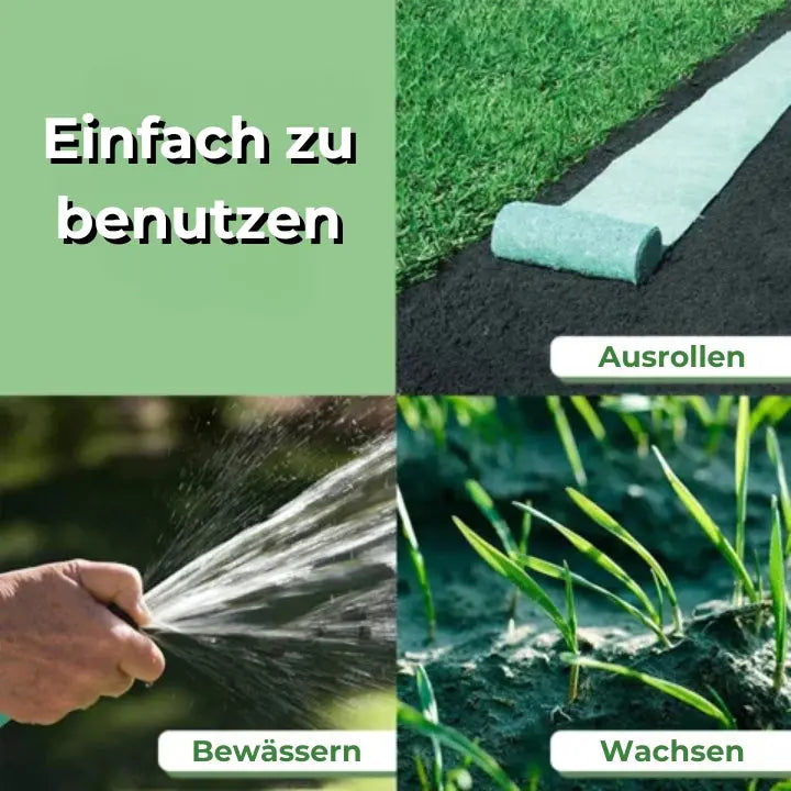 1+1 Gratis: Mühelos zu einem dichten, grünen Rasen mit unserer biologisch abbaubaren Rasensamenmatte