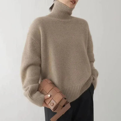 Rollkragenpullover für Damen – Lockerer Oversize Strickpullover aus Wolle für den Winter
