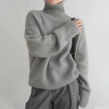 Rollkragenpullover für Damen – Lockerer Oversize Strickpullover aus Wolle für den Winter