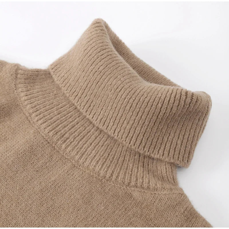 Rollkragenpullover für Damen – Lockerer Oversize Strickpullover aus Wolle für den Winter