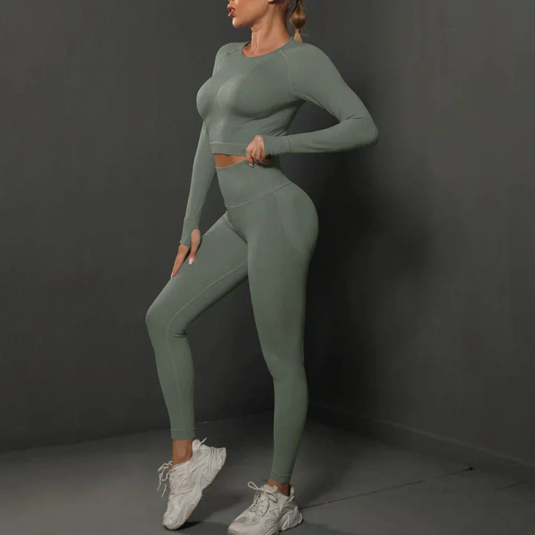 Damen Trainingsset mit Langarmshirt und Leggings