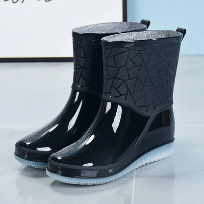 Elegante Halbhohe Damen-Regenstiefel für den Herbst: Wasserdicht, Gemustert & Rutschfest