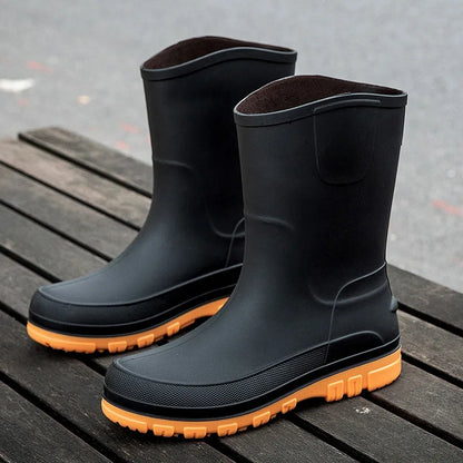 Robuste Herren Gummistiefel für den Herbst – Wasserdichte Halbhohe PVC-Stiefel mit Anti-Rutsch-Sohle für optimalen Komfort und Halt