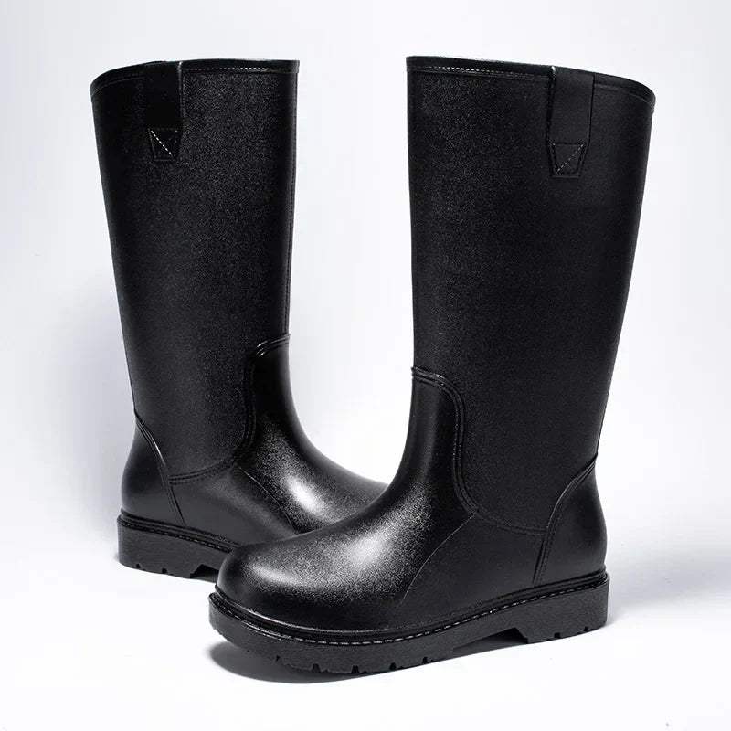 Bequeme und wasserdichte halbhohe PVC-Regenstiefel für Herren – Rutschfeste Sohle für den Herbst