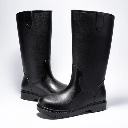 Bequeme und wasserdichte halbhohe PVC-Regenstiefel für Herren – Rutschfeste Sohle für den Herbst