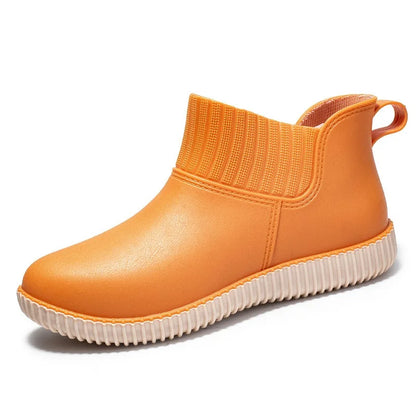 Modische Damen Ankle-Regenstiefel für den Herbst: Wasserdicht & Bequem mit Strick-Bund