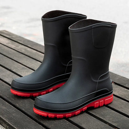 Robuste Herren Gummistiefel für den Herbst – Wasserdichte Halbhohe PVC-Stiefel mit Anti-Rutsch-Sohle für optimalen Komfort und Halt
