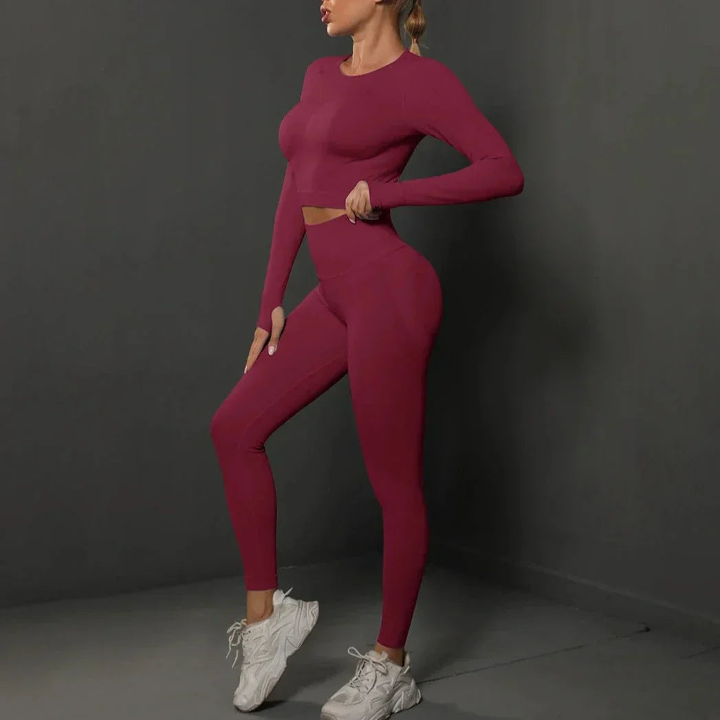 Damen Trainingsset mit Langarmshirt und Leggings
