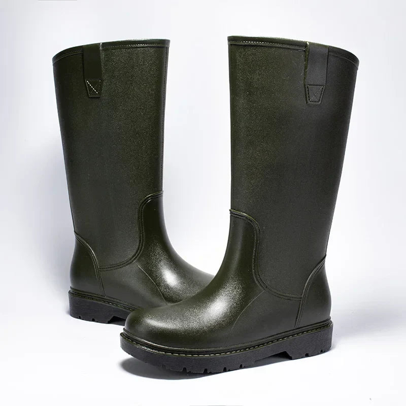 Bequeme und wasserdichte halbhohe PVC-Regenstiefel für Herren – Rutschfeste Sohle für den Herbst