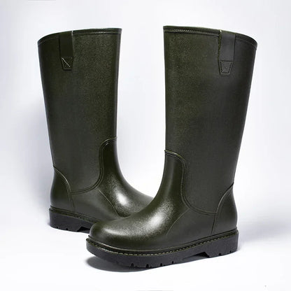 Bequeme und wasserdichte halbhohe PVC-Regenstiefel für Herren – Rutschfeste Sohle für den Herbst