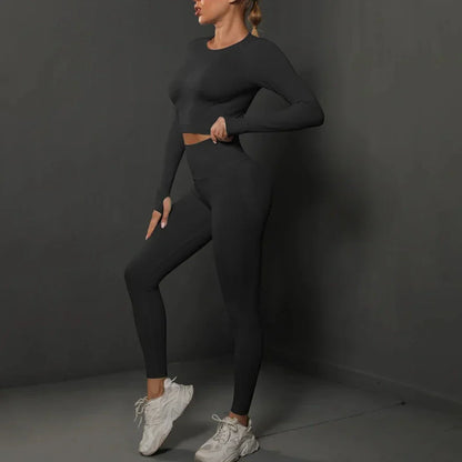Damen Trainingsset mit Langarmshirt und Leggings