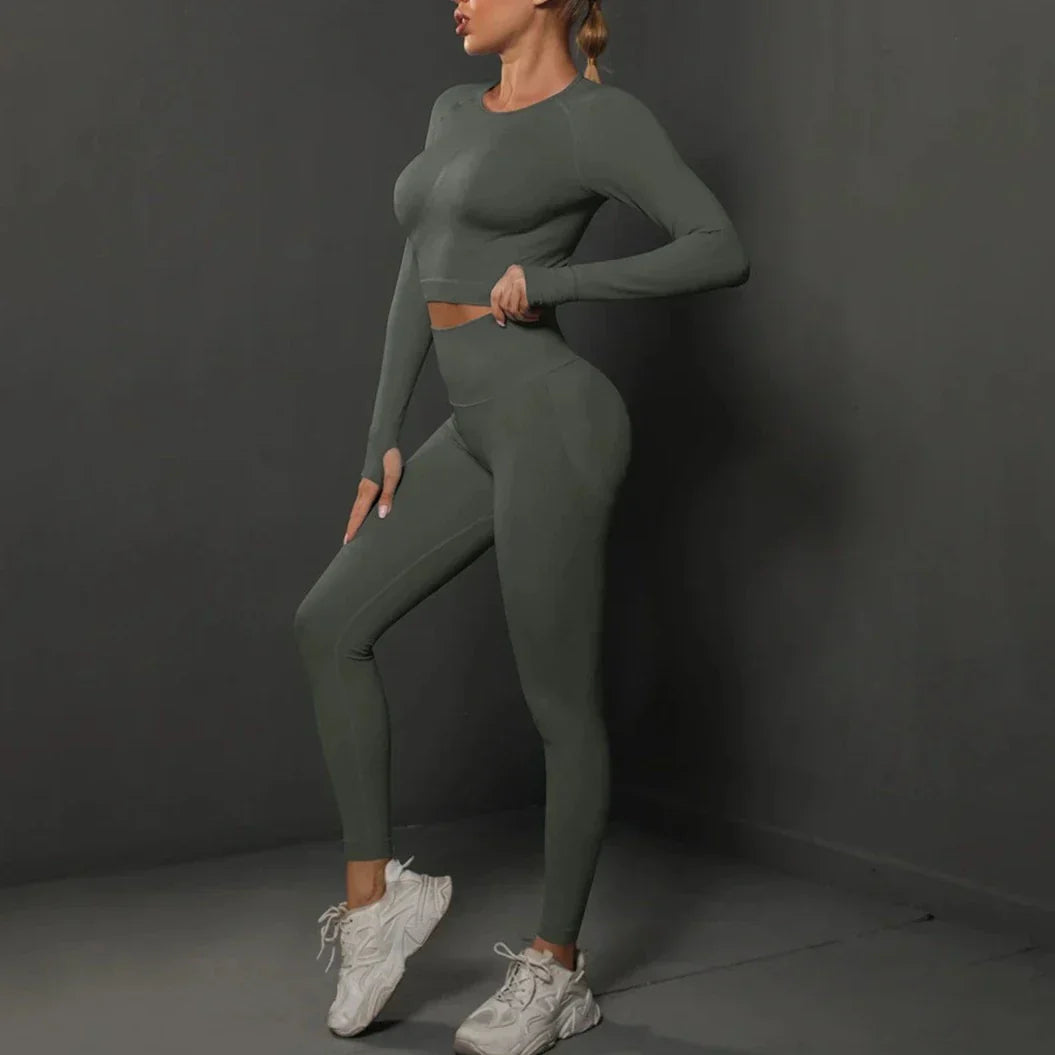 Damen Trainingsset mit Langarmshirt und Leggings