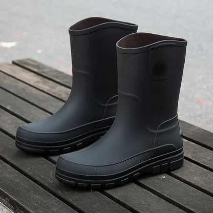 Robuste Herren Gummistiefel für den Herbst – Wasserdichte Halbhohe PVC-Stiefel mit Anti-Rutsch-Sohle für optimalen Komfort und Halt