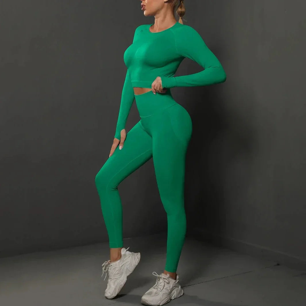 Damen Trainingsset mit Langarmshirt und Leggings