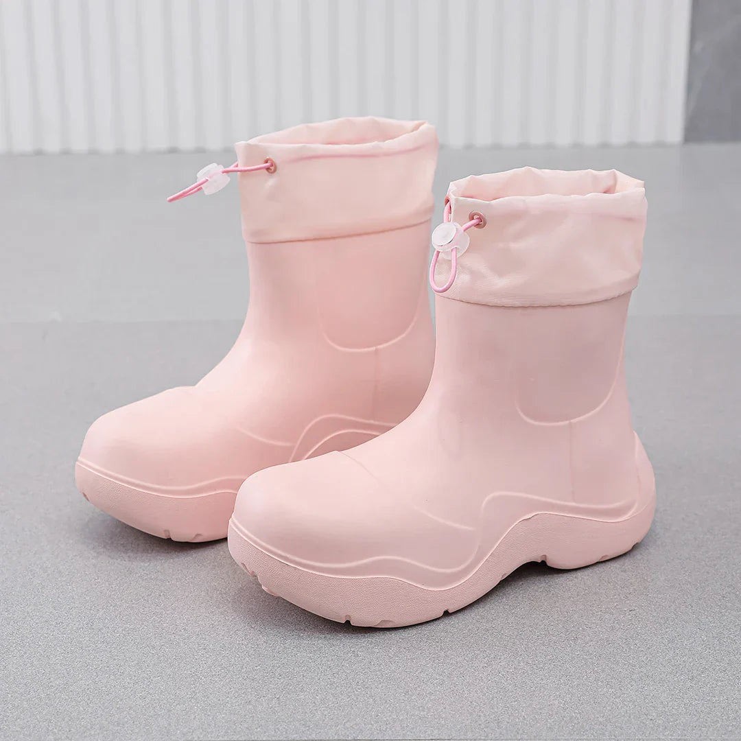 Modische Damen Ankle-Regenstiefel für den Herbst – Wasserdicht mit Strick-Design & Rutschfester Sohle