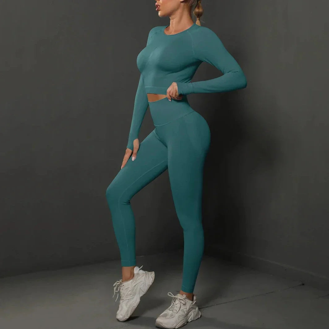 Damen Trainingsset mit Langarmshirt und Leggings