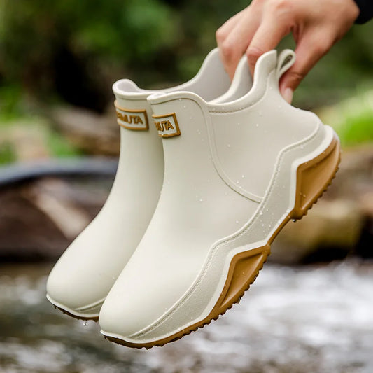 Wasserdichte Damen-Regenstiefel für den Herbst: Stilvolle, halbhohe Gummistiefel mit rutschfester Sohle für optimalen Komfort