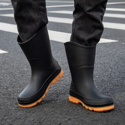 Robuste Herren Gummistiefel für den Herbst – Wasserdichte Halbhohe PVC-Stiefel mit Anti-Rutsch-Sohle für optimalen Komfort und Halt