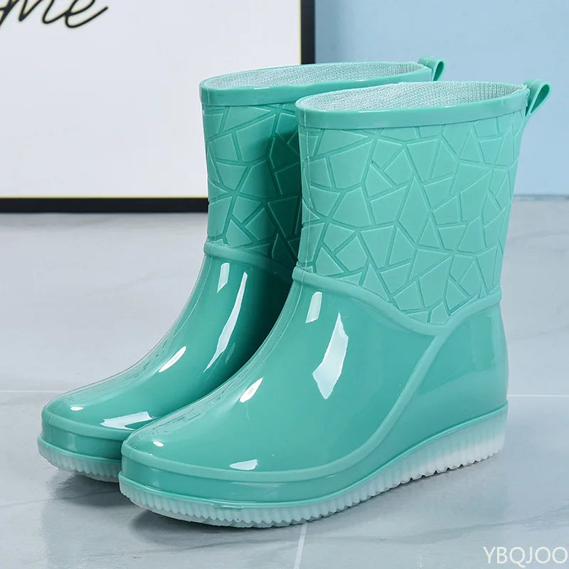 Elegante Halbhohe Damen-Regenstiefel für den Herbst: Wasserdicht, Gemustert & Rutschfest