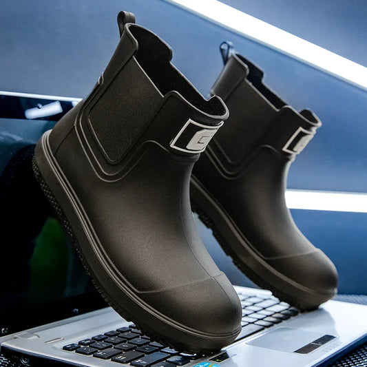 Wasserdichte Halbhohe Regenstiefel für Herren – Bequem & Rutschfest für Herbstspaziergänge
