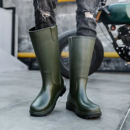 Bequeme und wasserdichte halbhohe PVC-Regenstiefel für Herren – Rutschfeste Sohle für den Herbst