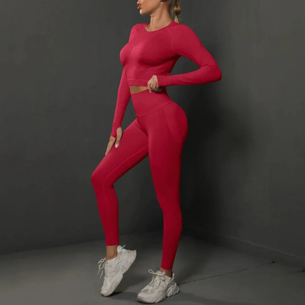 Damen Trainingsset mit Langarmshirt und Leggings