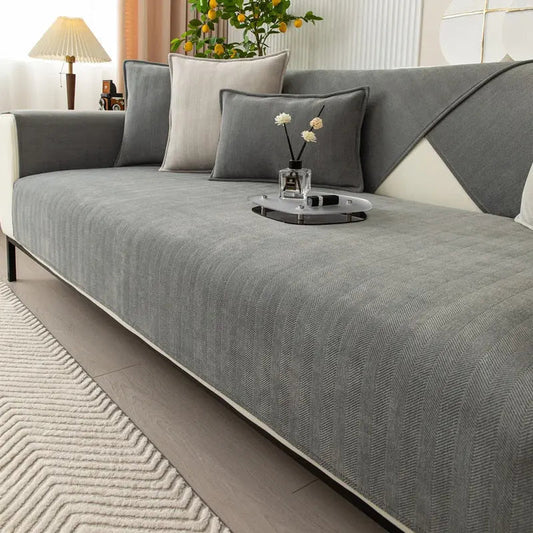 Luxuriöser Rutschfester Chenille Sofaüberzug für Ultimativ Komfort und Sicheren Halt