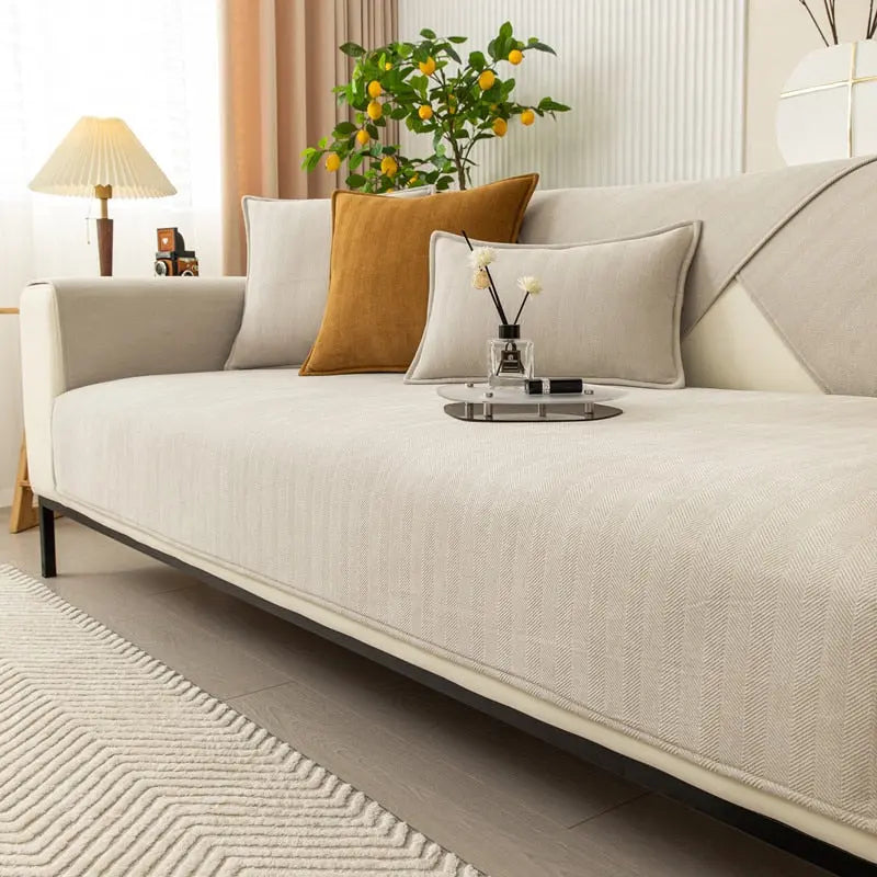 Luxuriöser Rutschfester Chenille Sofaüberzug für Ultimativ Komfort und Sicheren Halt