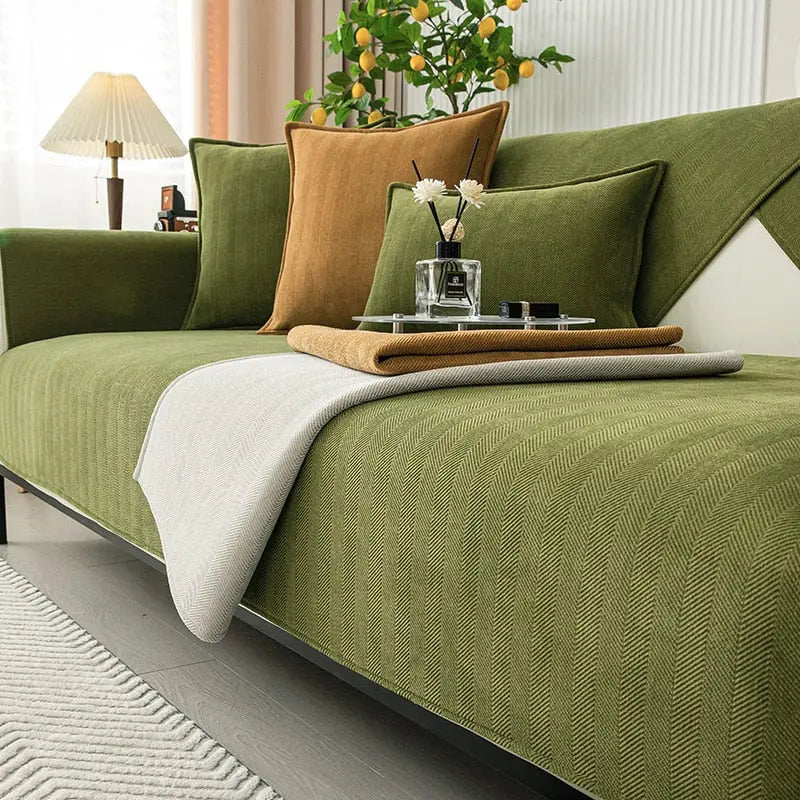 Luxuriöser Rutschfester Chenille Sofaüberzug für Ultimativ Komfort und Sicheren Halt