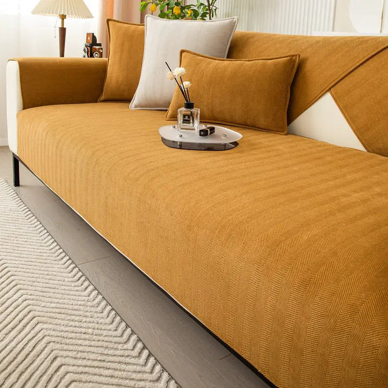 Luxuriöser Rutschfester Chenille Sofaüberzug für Ultimativ Komfort und Sicheren Halt