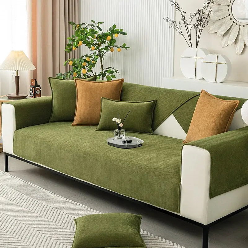 Luxuriöser Rutschfester Chenille Sofaüberzug für Ultimativ Komfort und Sicheren Halt