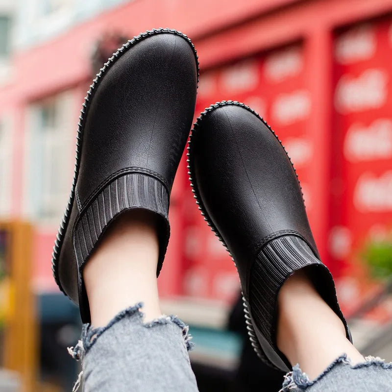 Modische Damen Ankle-Regenstiefel für den Herbst: Wasserdicht & Bequem mit Strick-Bund