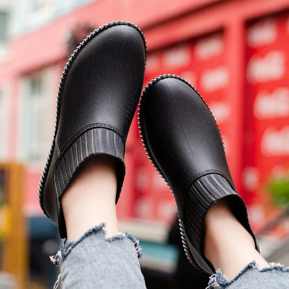 Modische Damen Ankle-Regenstiefel für den Herbst: Wasserdicht & Bequem mit Strick-Bund