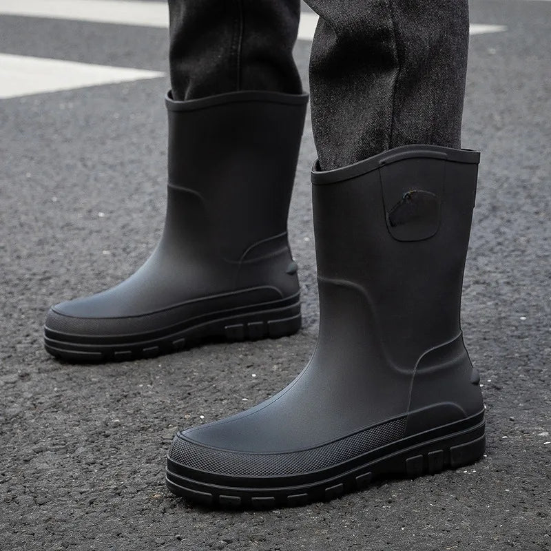 Robuste Herren Gummistiefel für den Herbst – Wasserdichte Halbhohe PVC-Stiefel mit Anti-Rutsch-Sohle für optimalen Komfort und Halt