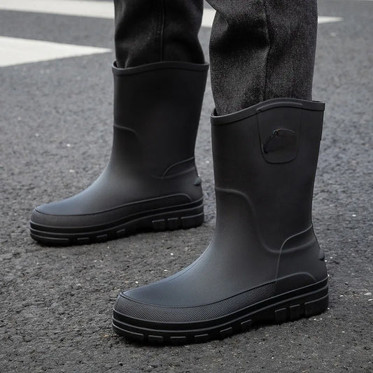 Robuste Herren Gummistiefel für den Herbst – Wasserdichte Halbhohe PVC-Stiefel mit Anti-Rutsch-Sohle für optimalen Komfort und Halt