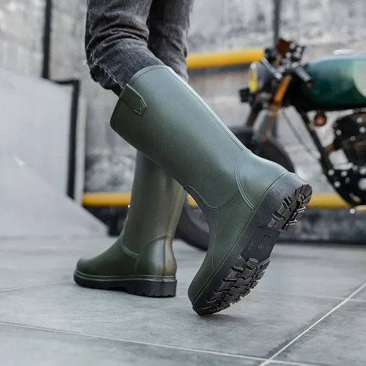 Bequeme und wasserdichte halbhohe PVC-Regenstiefel für Herren – Rutschfeste Sohle für den Herbst
