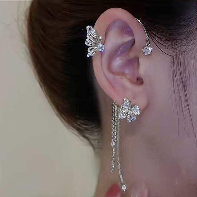 Funkelnde Zirkonia Schmetterlings-Ohrmanschetten ohne Piercing – Eleganter Schmuck für Damen
