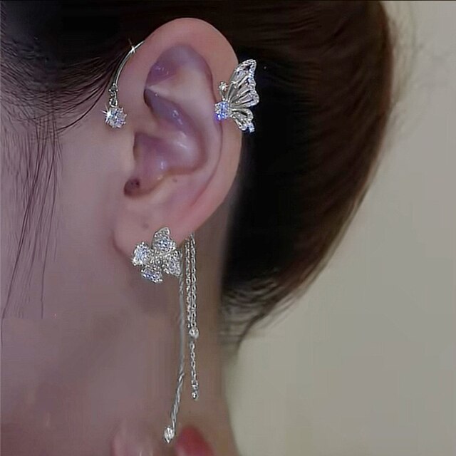 Funkelnde Zirkonia Schmetterlings-Ohrmanschetten ohne Piercing – Eleganter Schmuck für Damen