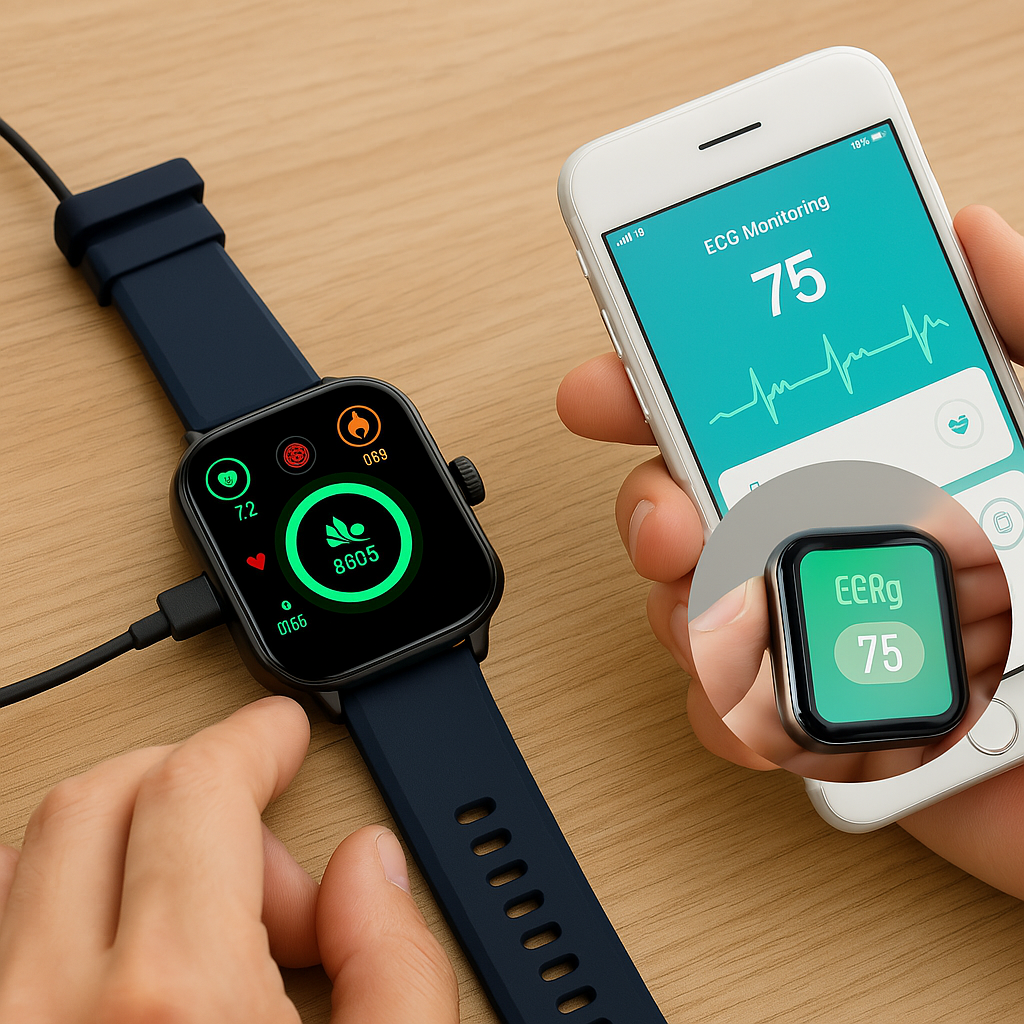 Umfassende Gesundheits-Smartwatch: EKG, Blutdruck, Fitness-Tracking | Für iOS & Android