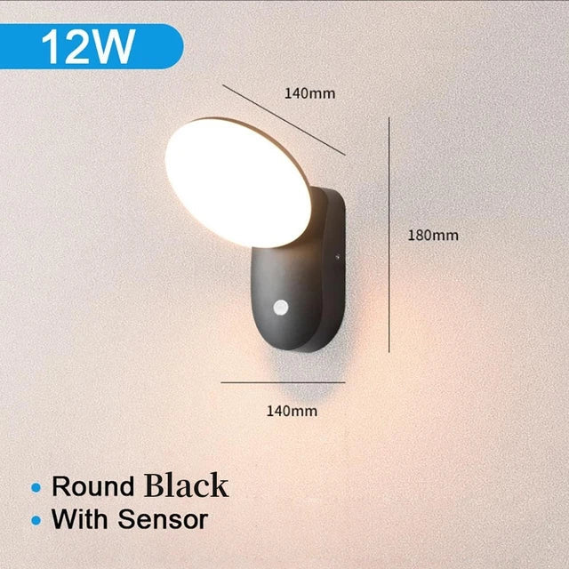 AlignEase LED Wandleuchte mit Bewegungssensor – Wasserdichte Außenbeleuchtung für Garten & Fassade, 12W