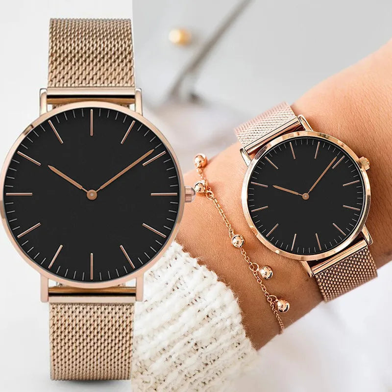 LuxeVera Roségold Quarz Armbanduhr – Zeitlose Eleganz & Präzision
