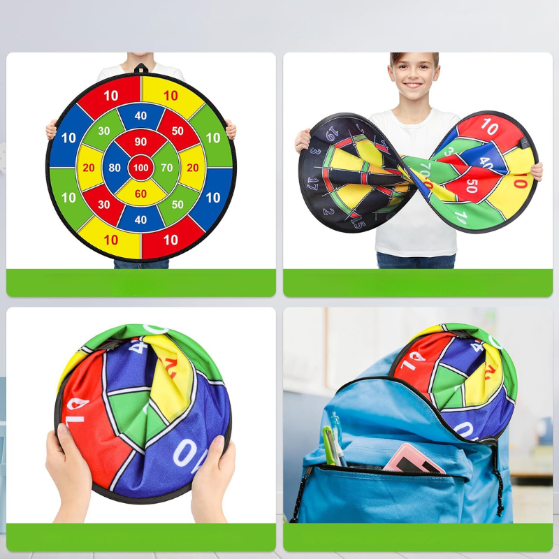 FunVenture Kinder Dartscheibe – Doppelseitig mit Klebepfeilen für Drinnen & Draußen
