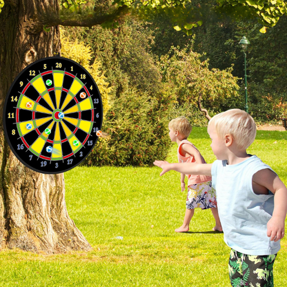 FunVenture Kinder Dartscheibe – Doppelseitig mit Klebepfeilen für Drinnen & Draußen