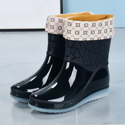 Elegante Halbhohe Damen-Regenstiefel für den Herbst: Wasserdicht, Gemustert & Rutschfest