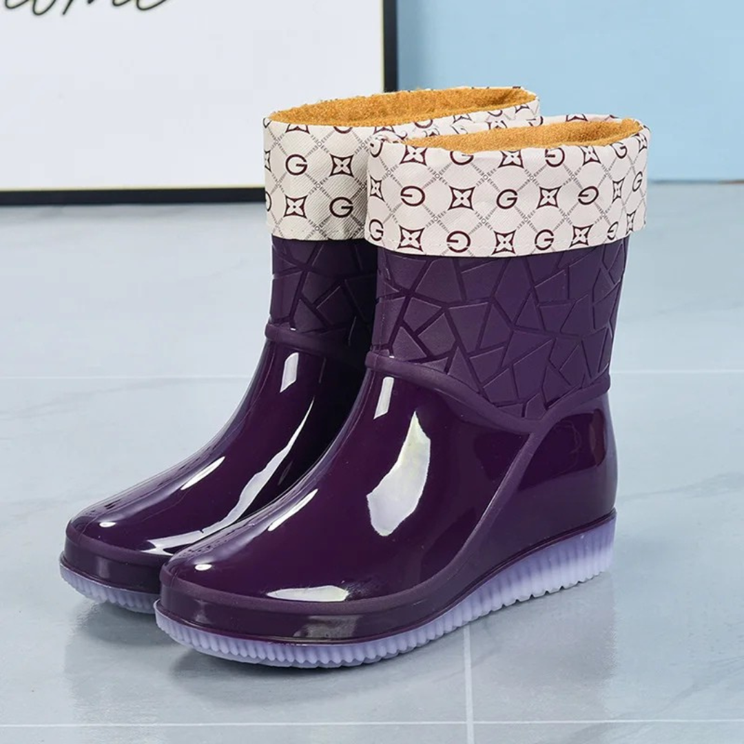 Elegante Halbhohe Damen-Regenstiefel für den Herbst: Wasserdicht, Gemustert & Rutschfest