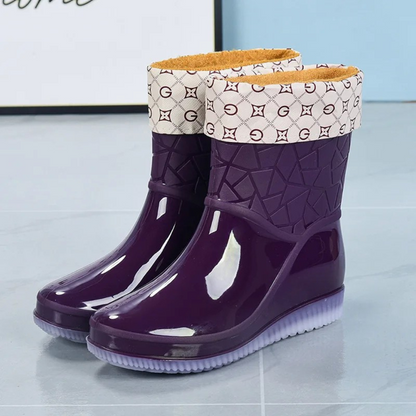 Elegante Halbhohe Damen-Regenstiefel für den Herbst: Wasserdicht, Gemustert & Rutschfest