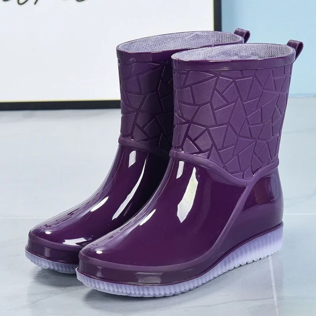 Elegante Halbhohe Damen-Regenstiefel für den Herbst: Wasserdicht, Gemustert & Rutschfest