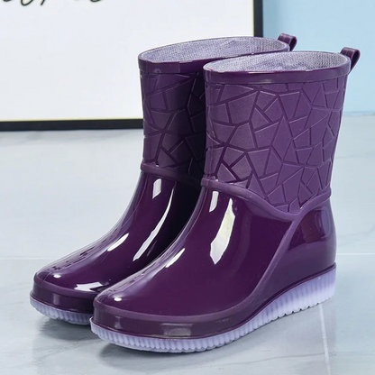 Elegante Halbhohe Damen-Regenstiefel für den Herbst: Wasserdicht, Gemustert & Rutschfest